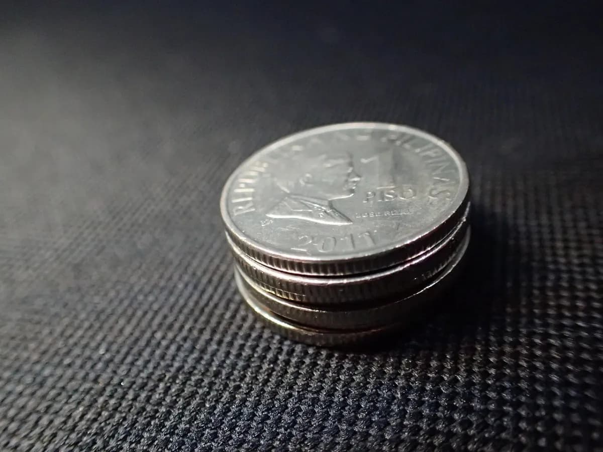 A stack of Philippine peso coins
